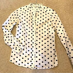 Boden cotton fitted polka dot blouse back / white US 6